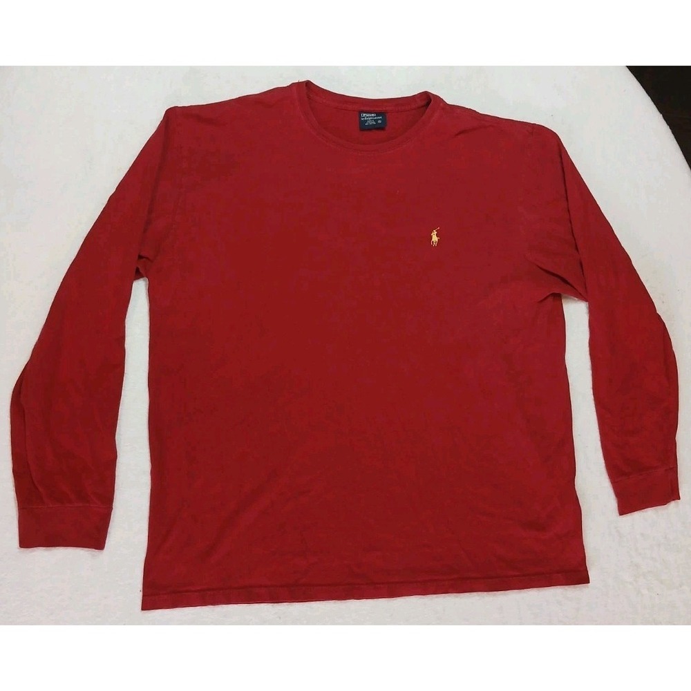 Polo‎ Ralph Lauren Long Sleeve Red T-shirt Yellow Pony Logo Size XL